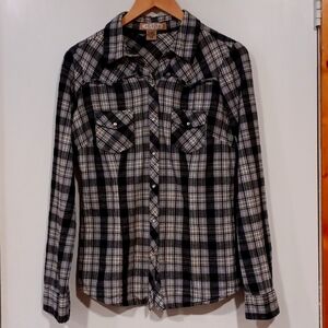 Arizona Jean Company Plaid Western Style Shirt